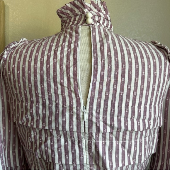 Anna Mason UK Sz 12 US Sz 8 Blouse Striped Ruffles - Picture 7 of 16